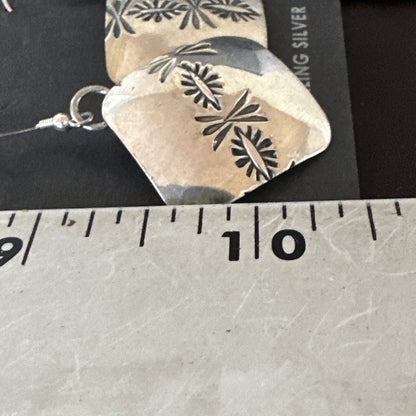 Native American Indian Navajo Stamped Sterling Silver Earrings Set 4754