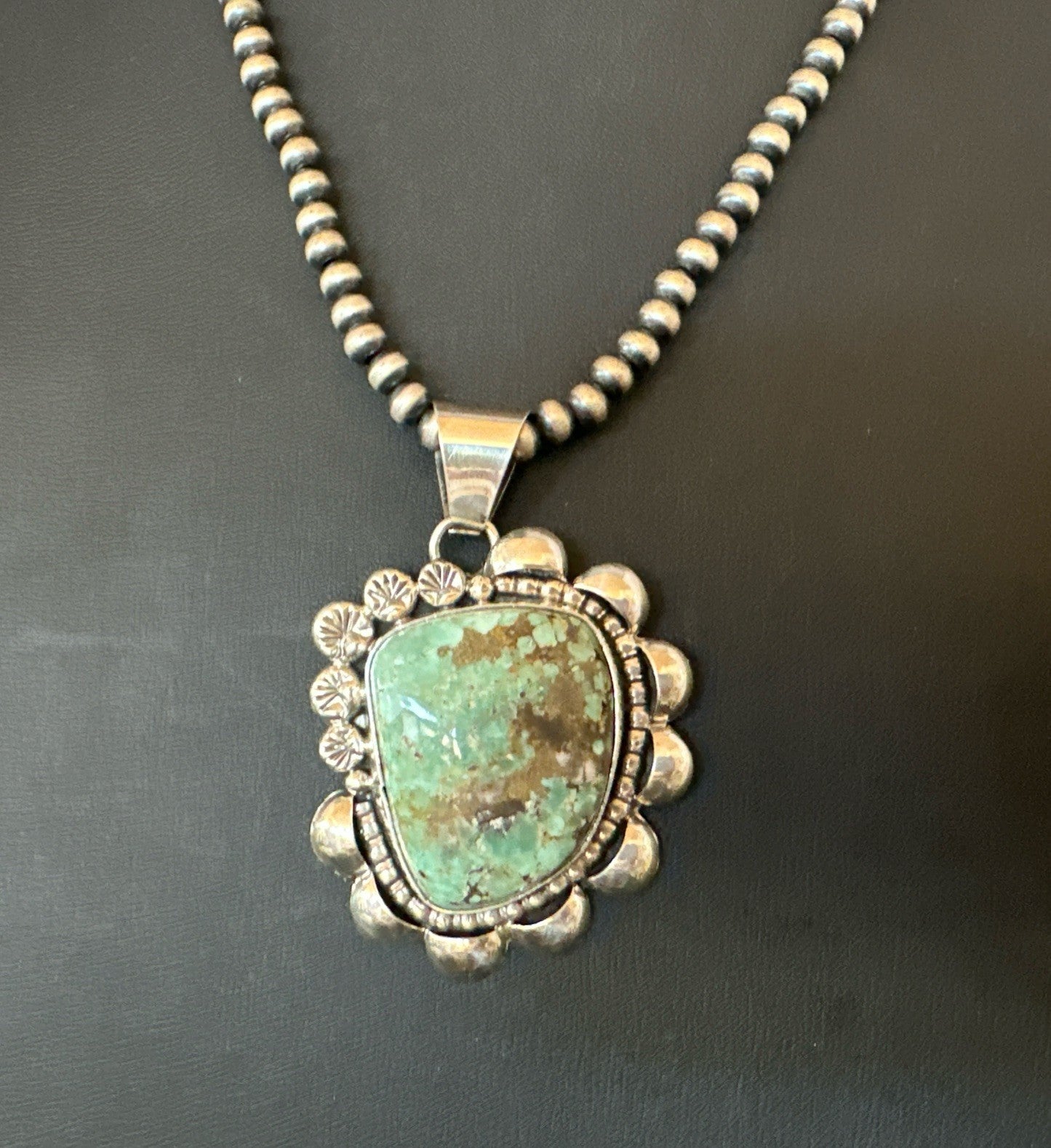 Men Women Green Royston Turquoise Pendant Navajo Sterling Yazzie 19567
