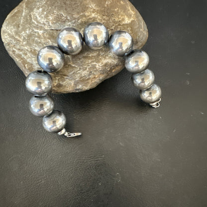 16mm Round Beads 7” Sterling Silver Beads Bracelet 17163