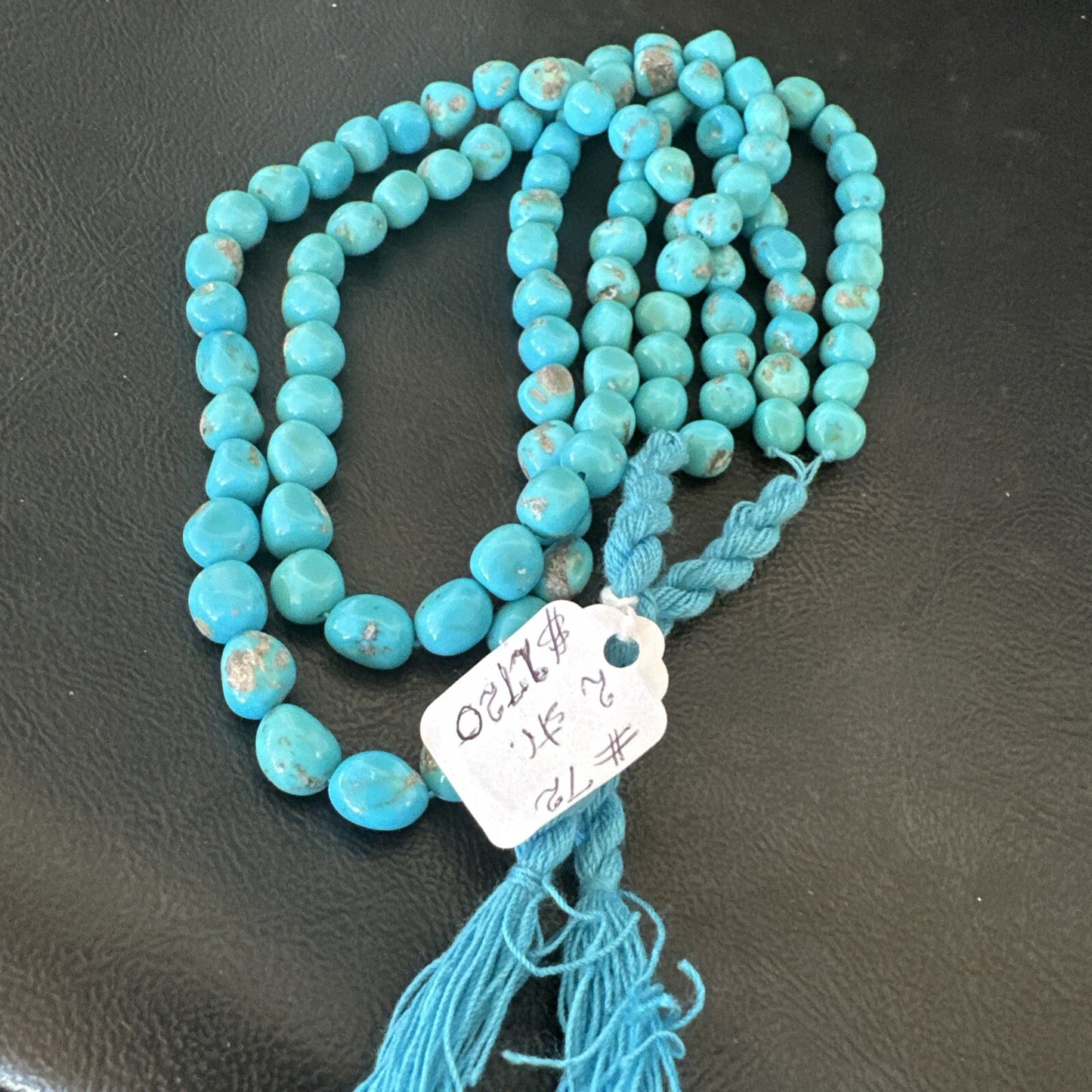 Sleeping Beauty Turquoise 2S Beads Navajo Sterling Silver Necklace 18137