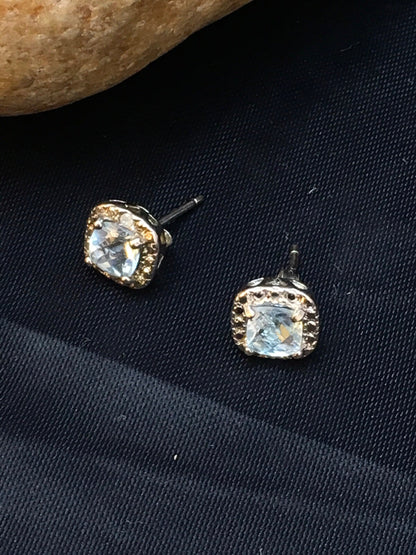 Native American Blue Topaz Studs Navajo Sterling Silver Earrings 08987