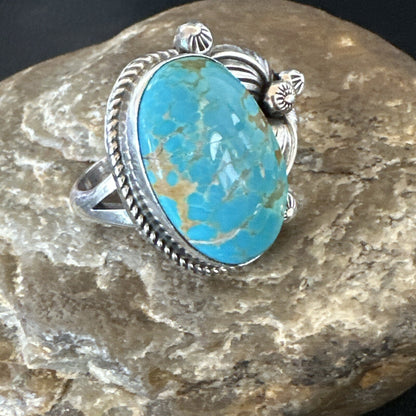 Navajo Sterling Silver Blue Turquoise #8 Ring Sets Sz 8 18106
