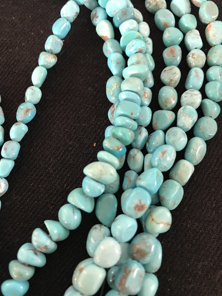 Native Turquoise Nugget Free Form Beads Beautiful Nacozari Set 16 Inch 10057
