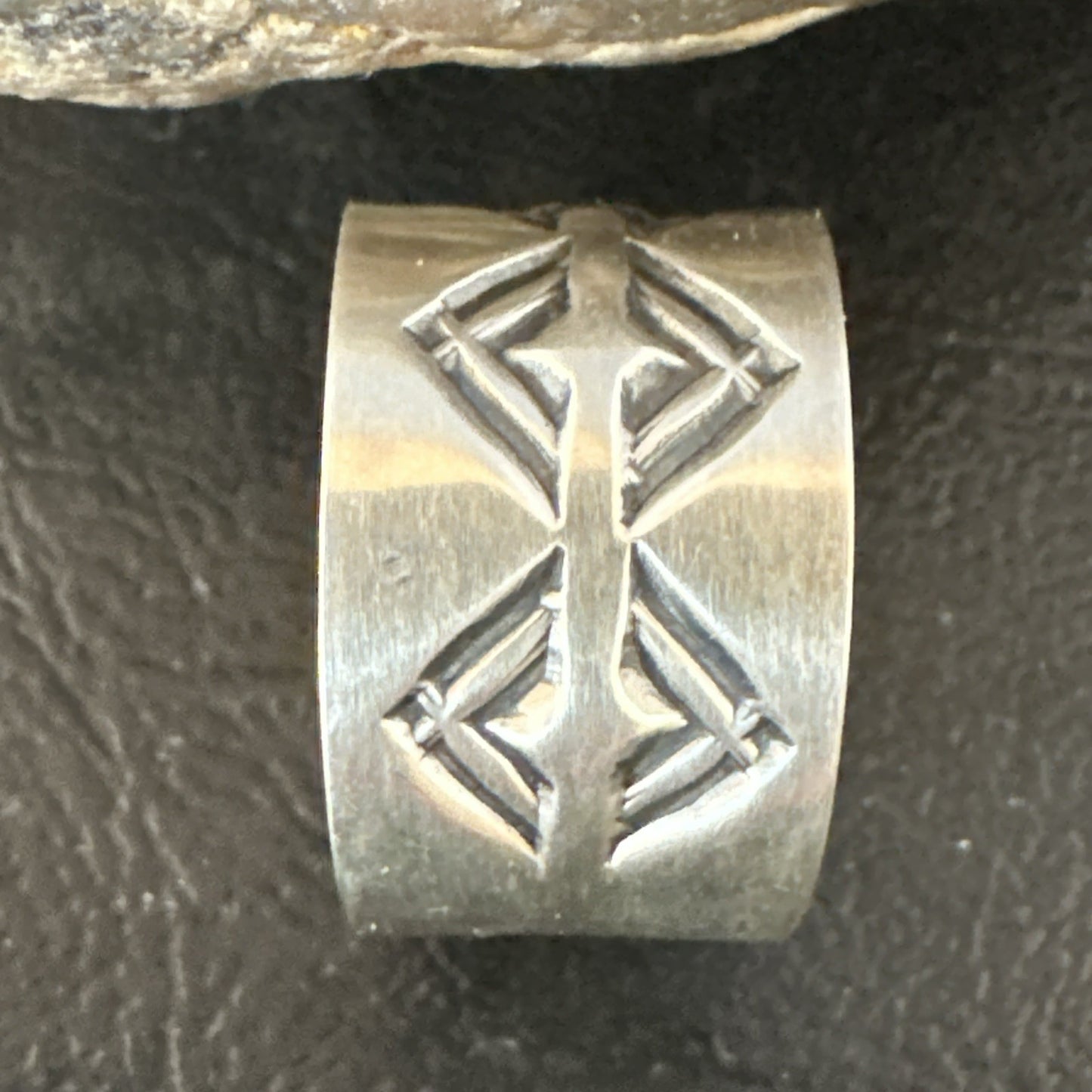 Mens Women Wedding Wide Band Navajo Stamped Sterling Silver Ring Size 10 19018