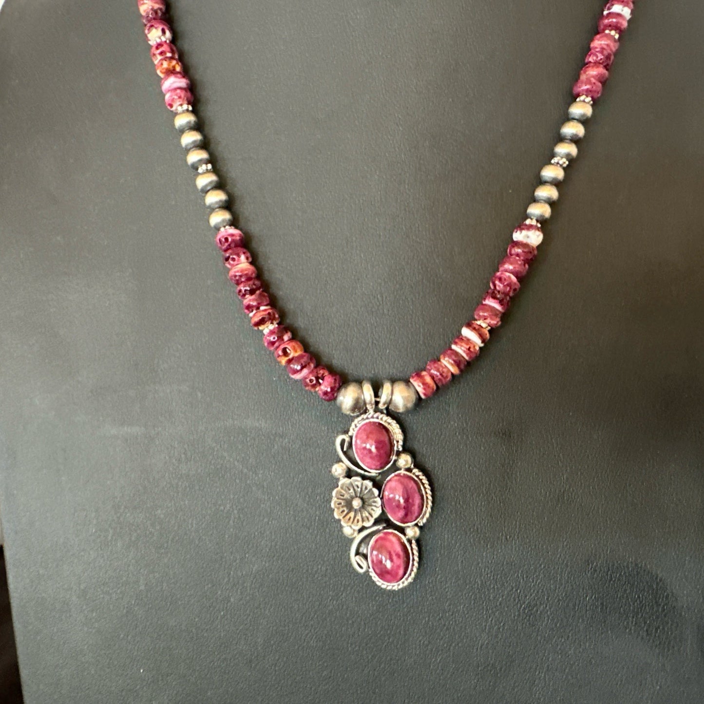 Sterling Purple Spiny Sugilite Pendant Navajo Silver Necklace 19609