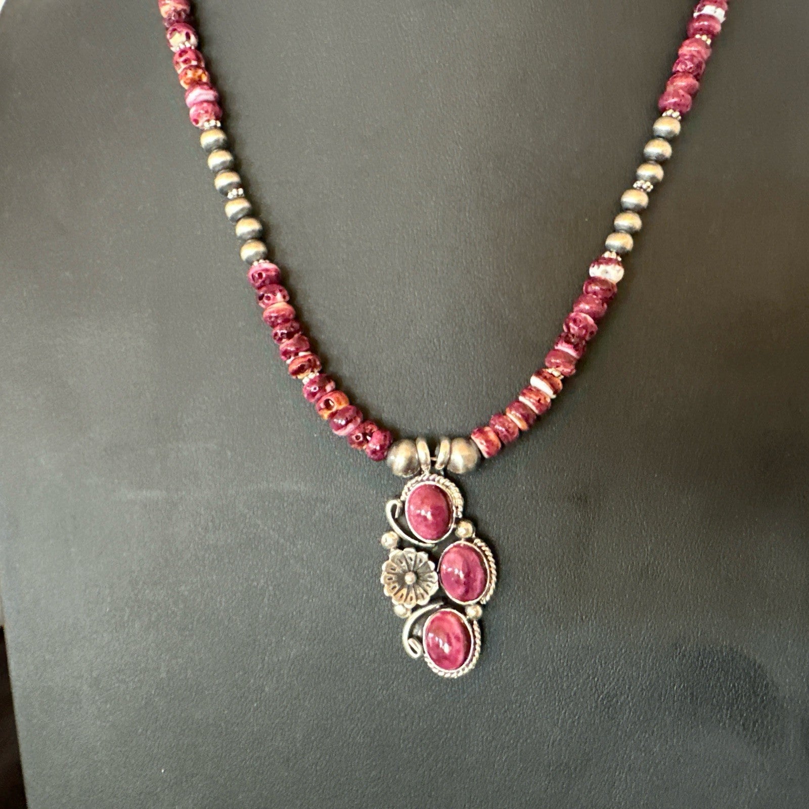 Sterling Purple Spiny Sugilite Pendant Navajo Silver Necklace 19609
