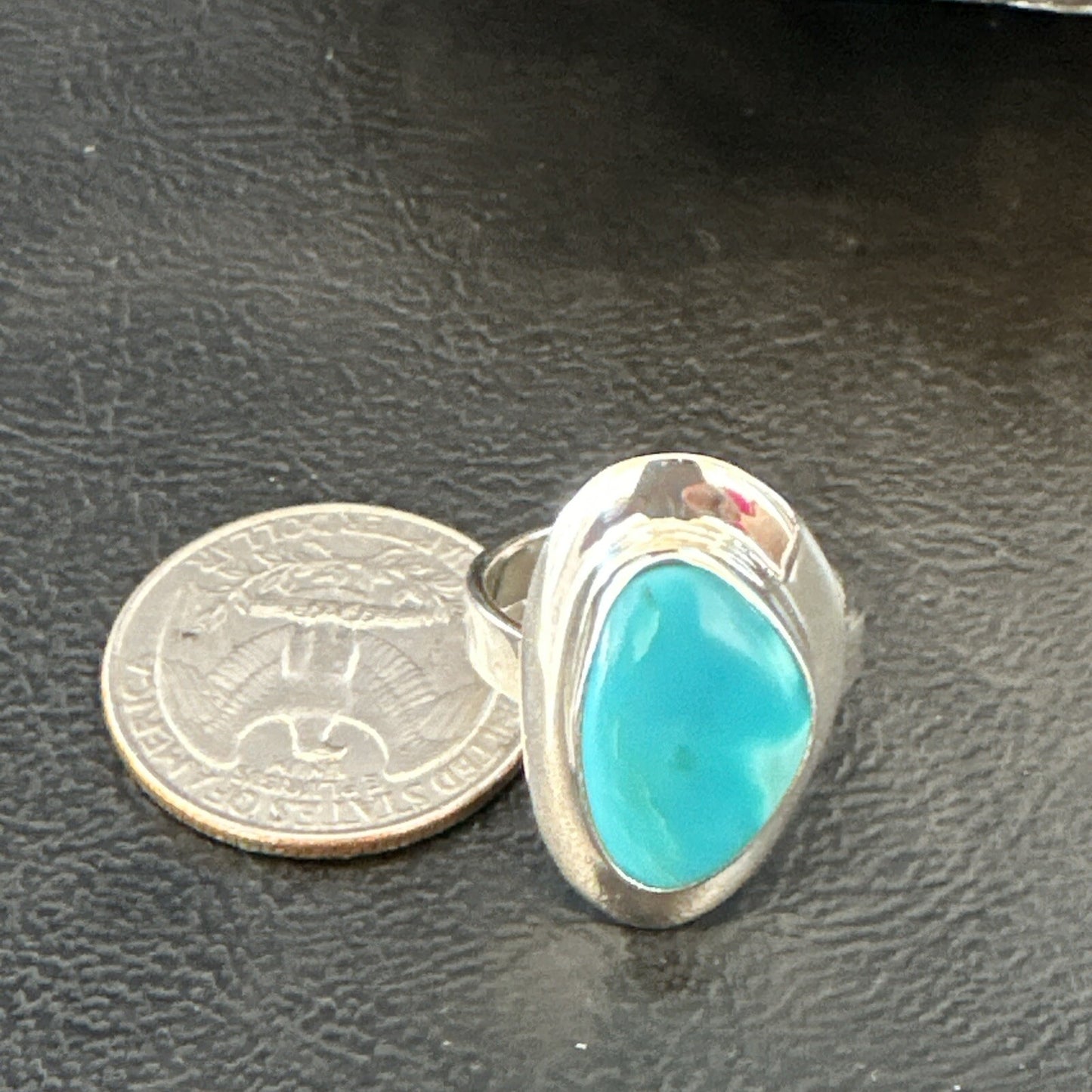 Southwestern Sterling Silver Blue Kingman Turquoise Ring Size 8 18522