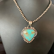 Men's Navajo Blue Turquoise#8 Necklace Pendant Nat American 13664N | Sterling Silver | Authentic Native American Handmade