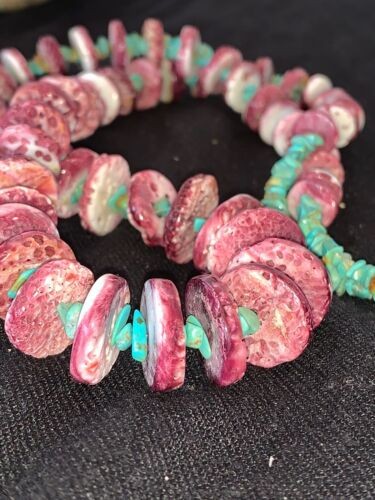 Navajo Purple Spiny Turquoise Necklace Sterling Silver 32" 11305
