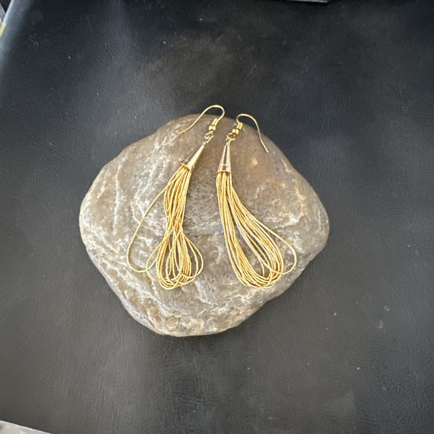Liquid Sterling Silver Goldfilled 10 Strand Heishi Dangle 3" Earrings 19723