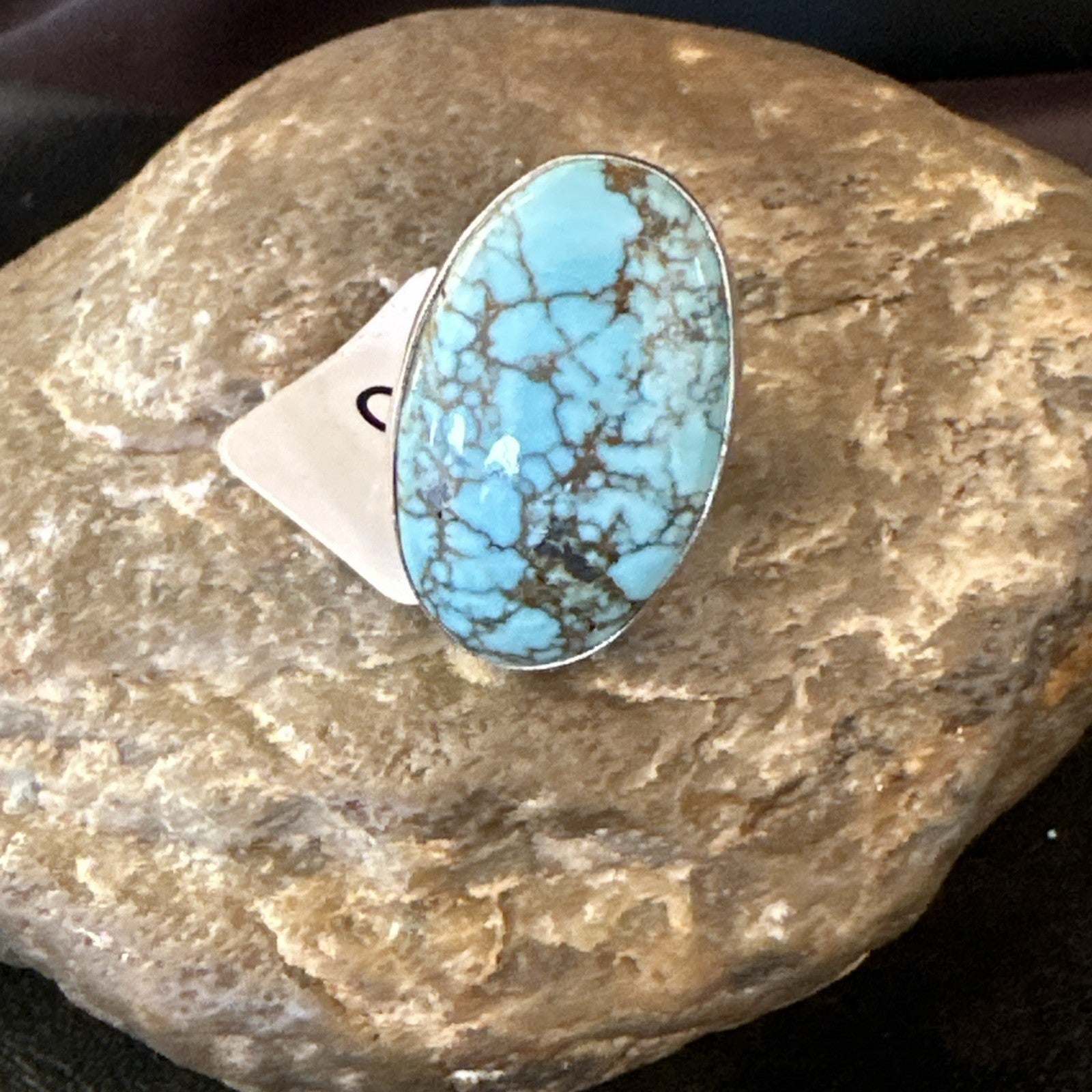 Blue Turquoise#8 Southwestern Sterling Silver Ring Size 5 19728