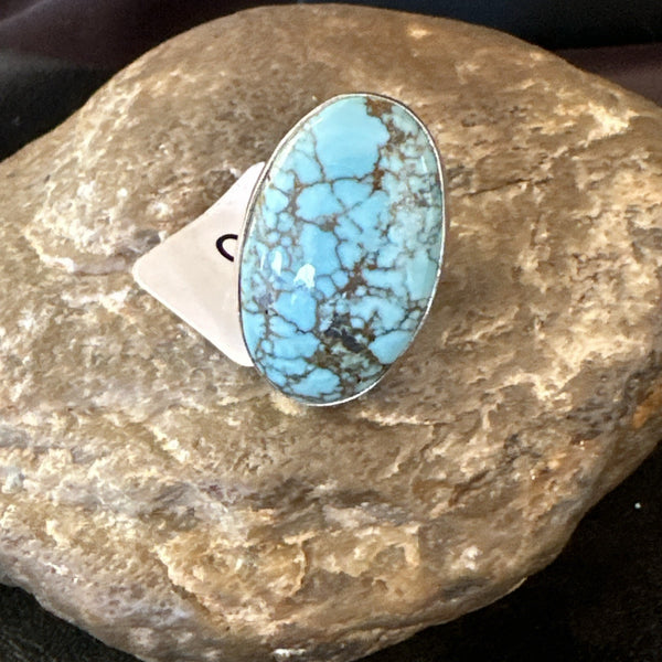 Blue Turquoise#8 Southwestern Ring Size 5 | Sterling Silver | Authentic Native American Handmade | 19728