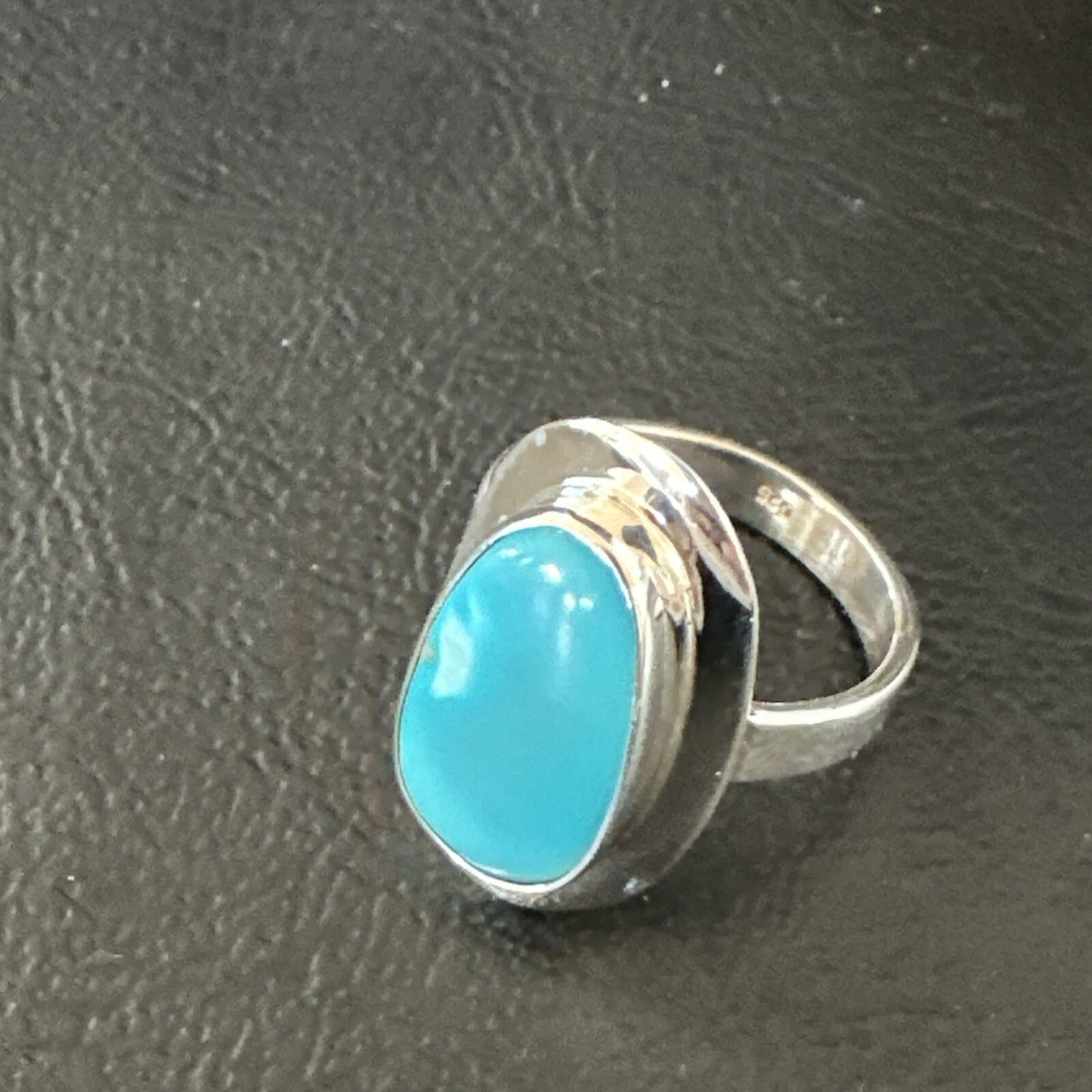 WoMens Sterling Silver Robin Egg Blue Kingman Turquoise Ring Size 8 17730