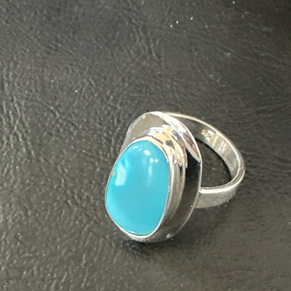 WoMens Sterling Silver Robin Egg Blue Kingman Turquoise Ring Size 8 17730