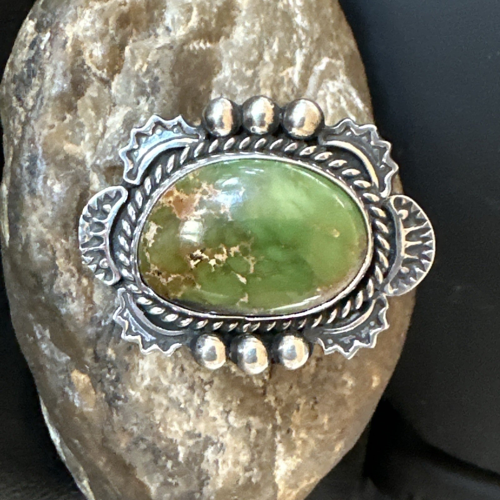 H Joe Womens Navajo Sterling Silver Green Turquoise Ring Size 6.5 19358