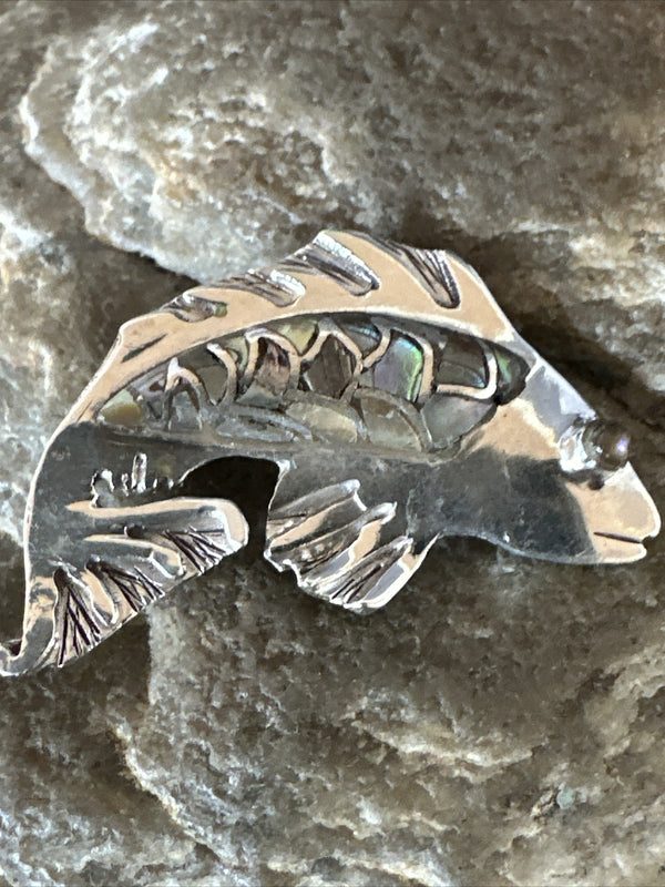 Pava Shell Navajo Fetish Old Pawn Pin Pendant | Sterling Silver | Authentic Native American Handmade | 18153