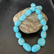 Authentic Blue Sleeping Beauty Graduated Turquoise Nugget Strand 18" | Authentic Native American Handmade | 18499