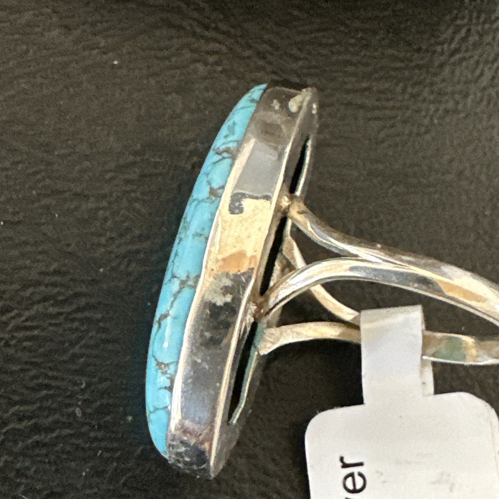 Blue Turquoise#8 Southwestern Sterling Silver Ring Size 8 19749