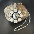 White Buffalo Turquoise Cluster Pendant Navajo Necklace | Sterling Silver | Authentic Native American Handmade | 19271