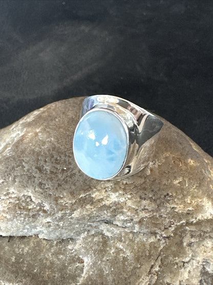 Womens Blue Larimar Navajo Sterling Silver Ring Size 9 17672