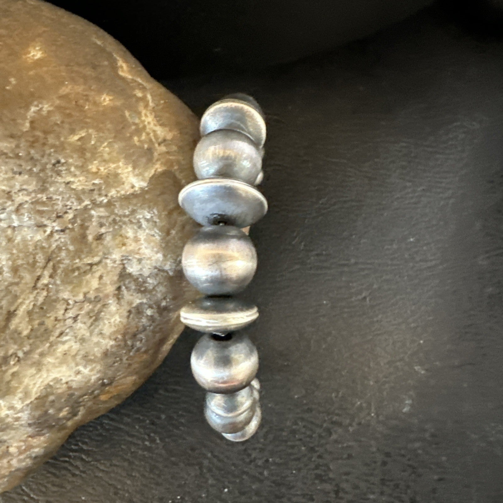 Children Navajo Pearls Sterling Silver Bead Stainless Wrap Bracelet 4.5" 19022