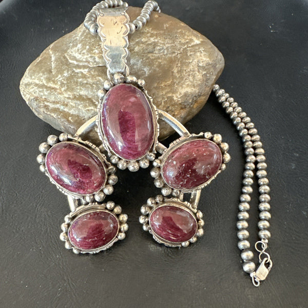 Navajo Purple Spiny Oyster Pendant Necklace Naja 20" | Sterling Silver | Authentic Native American Handmade | 19029
