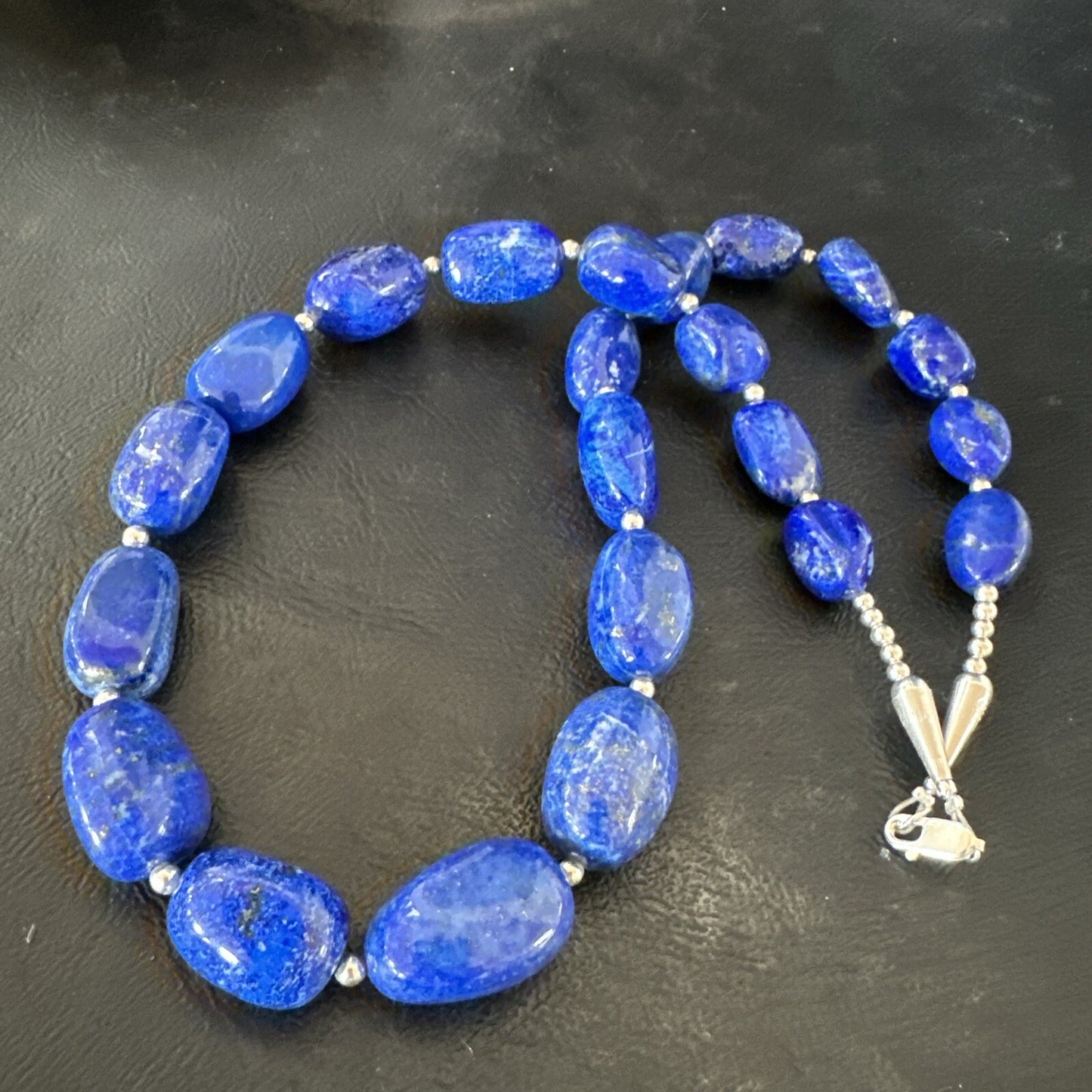 Mens Womens Lapis Lazuli Navajo Sterling Silver 21” Necklace 17750