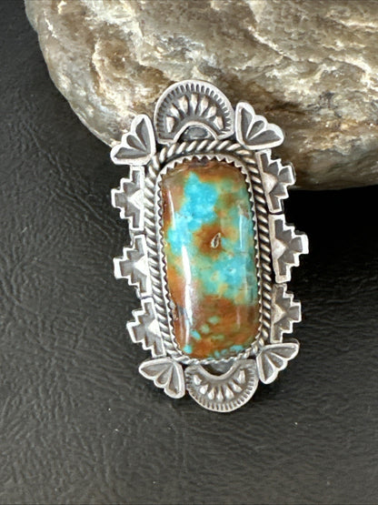 Navajo Sterling Silver Green Turquoise Ring Size 11.5 19615