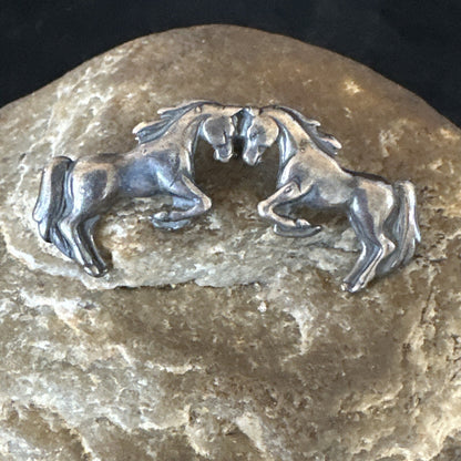 Galloping Horses Pendant Navajo Sterling Silver 2” 15453