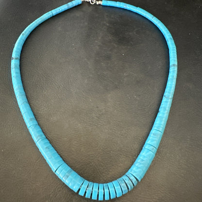 Santo Domingo Stabilized Blue Turquoise 20” Necklace 18469