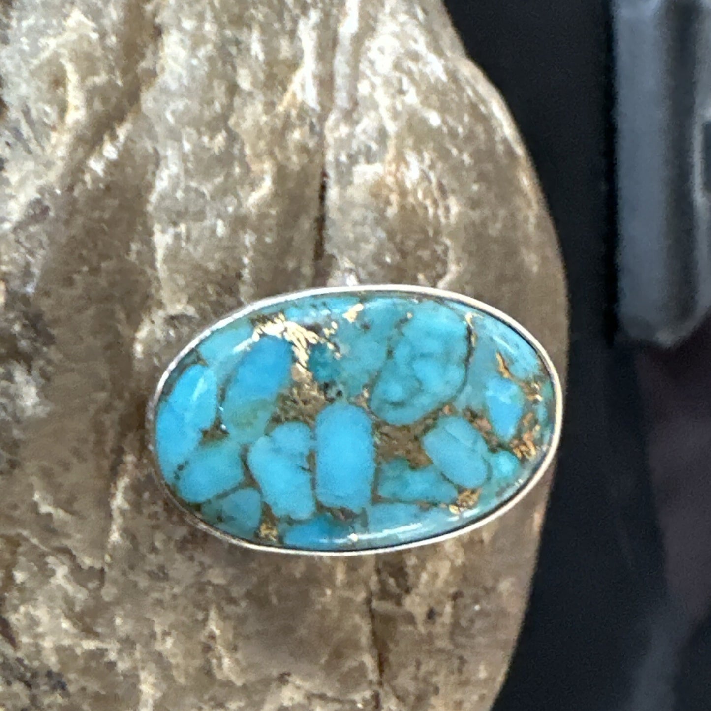 Mohave Native Navajo Sterling Silver Blue Turquoise Ring Sz 7 18241