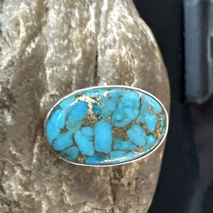 Mohave Native Navajo Sterling Silver Blue Turquoise Ring Sz 7 18241