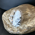 Men's Women's White Buffalo Turquoise Navajo Ring Size 10 | Sterling Silver | Authentic Native American Handmade | 18101
