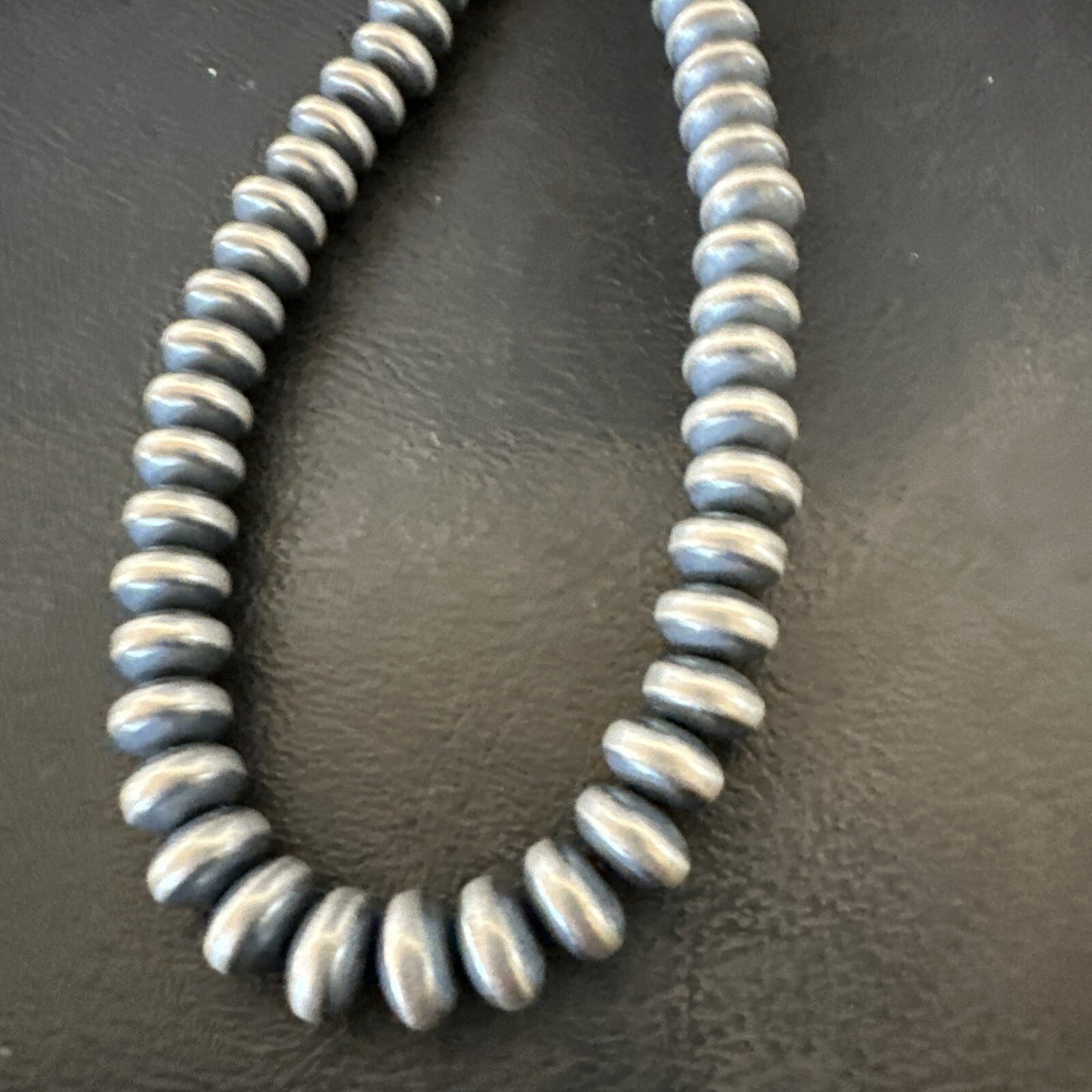 Sterling Silver Beads 8mm Rondelle Flat Sterling Silver Beads Necklace 18” 18831