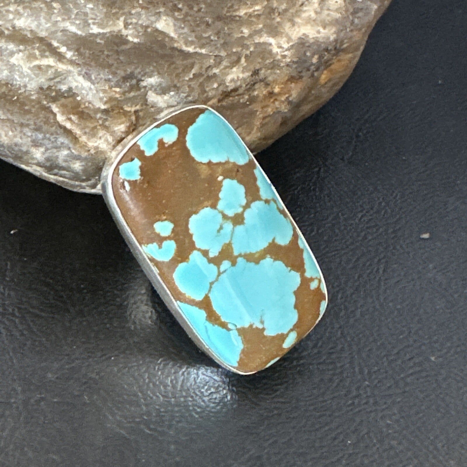 Blue Turquoise #8 Navajo Sterling Silver Ring Size 7 14961