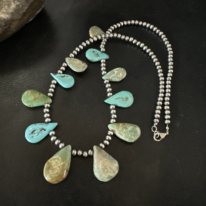 Navajo Pearls Sterling Silver Royston Turquoise 20" Necklace 19232