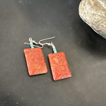 Apple Sponge Coral Southwestern Sterling Silver Earrings 1.5” 18838