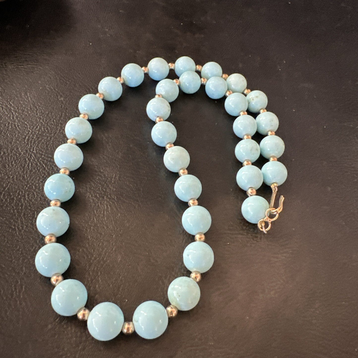 Goldfilled Womens 10mm Blue Dry Creek Turquoise Navajo Necklace 19” 18588
