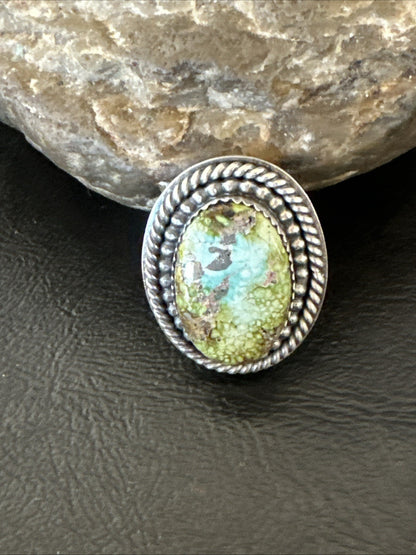 Navajo Sterling Silver Green Royston Turquoise Ring Size 9 19619