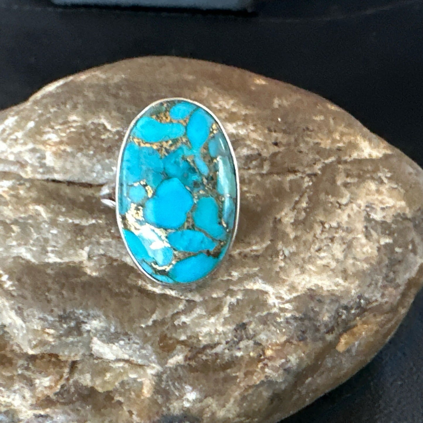 Mohave Native Navajo Sterling Silver Blue Turquoise Ring Sz 7 18240