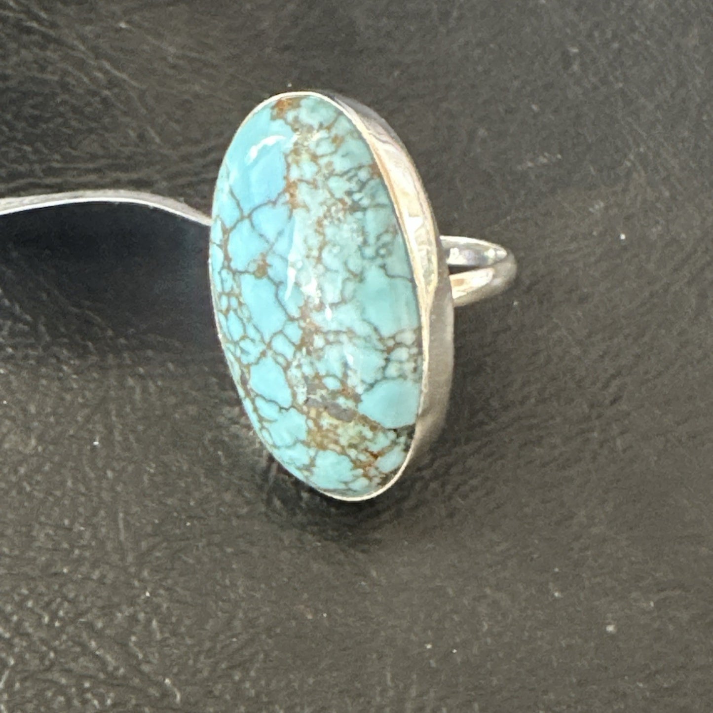 Blue Turquoise#8 Southwestern Sterling Silver Ring Size 5 19728