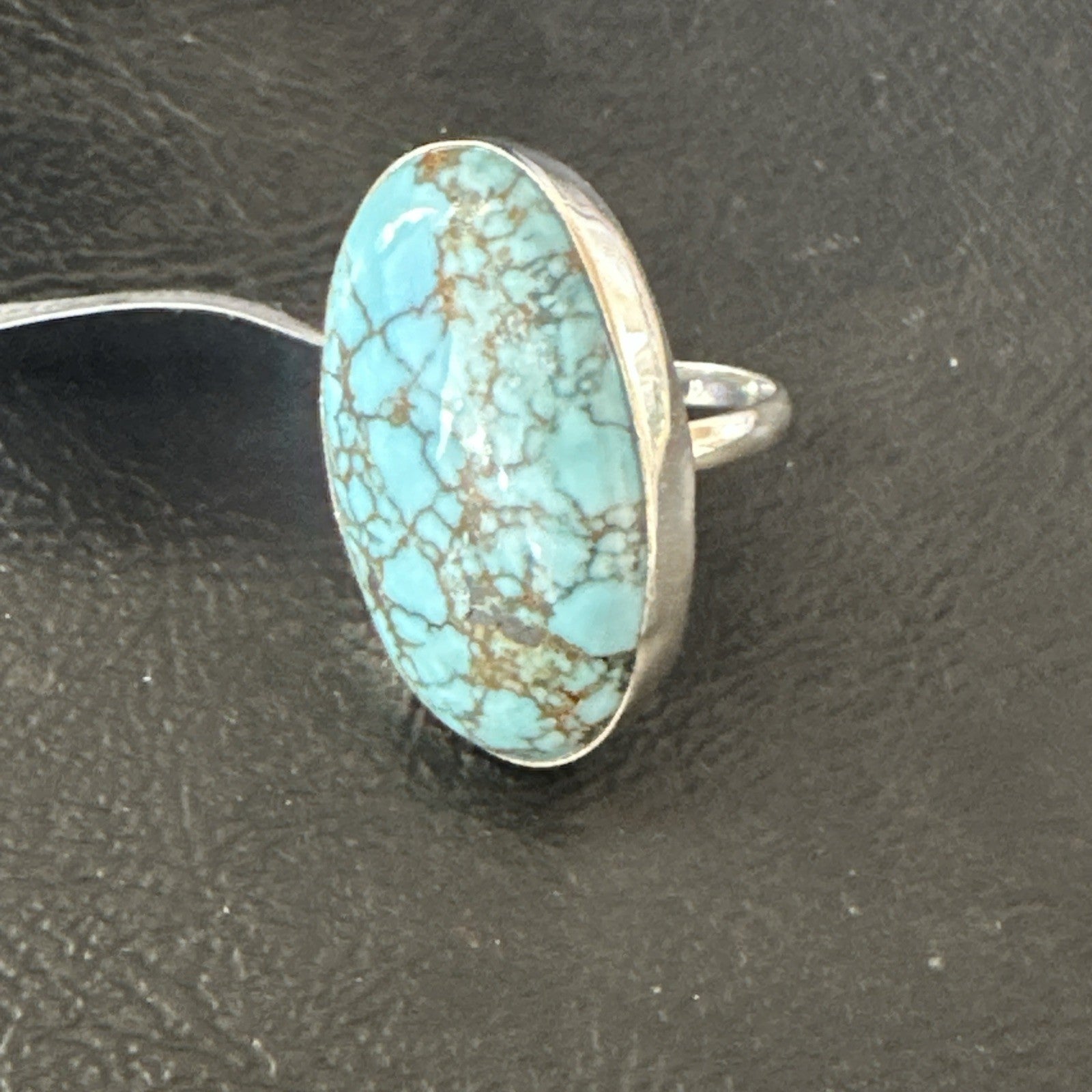 Blue Turquoise#8 Southwestern Sterling Silver Ring Size 5 19728
