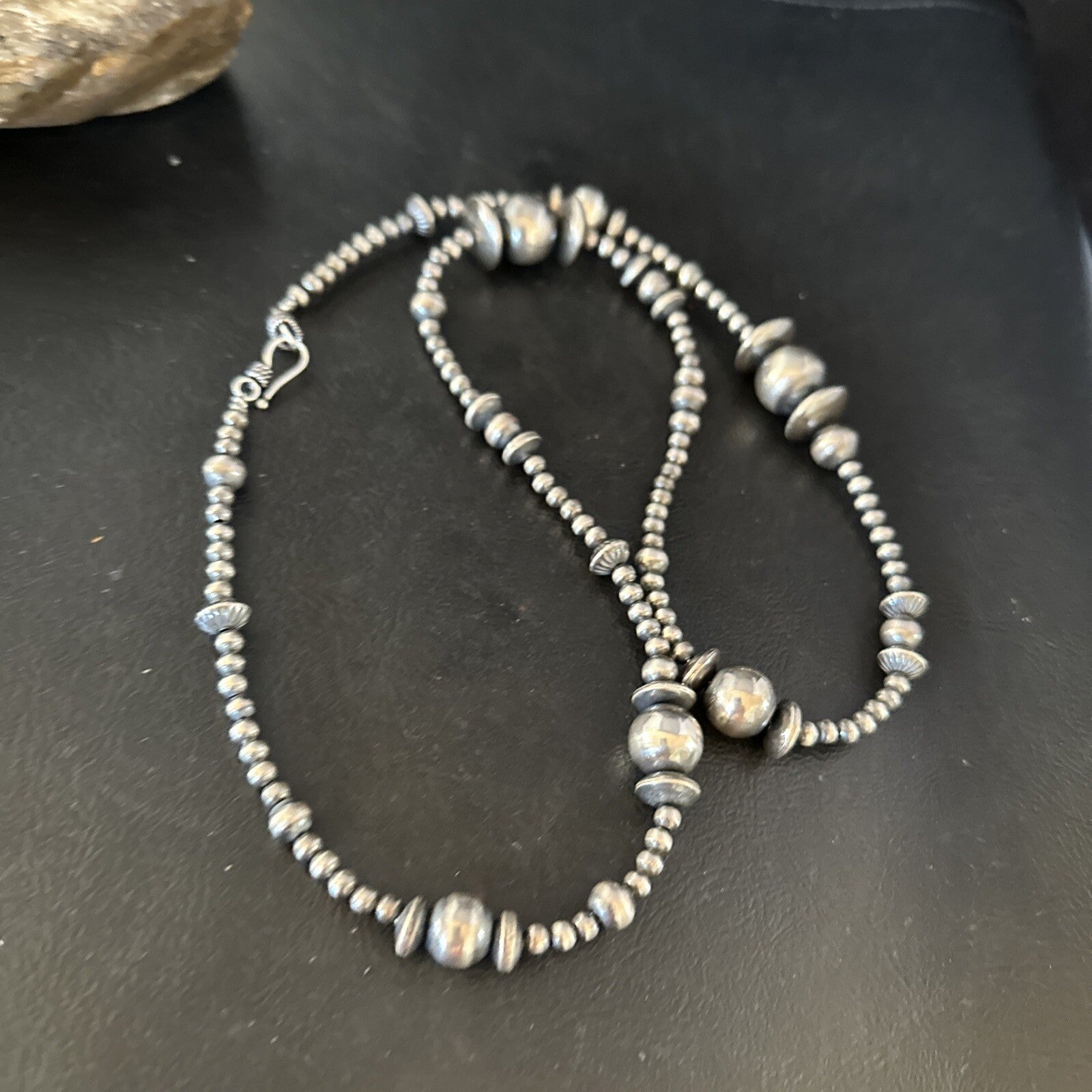 Native American Sterling Silver Navajo Mixed Beads 18" Necklace 92318