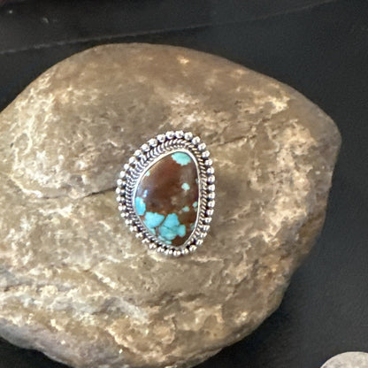 Blue Turquoise #8 Navajo Sterling Silver  Ring Size 6 18826