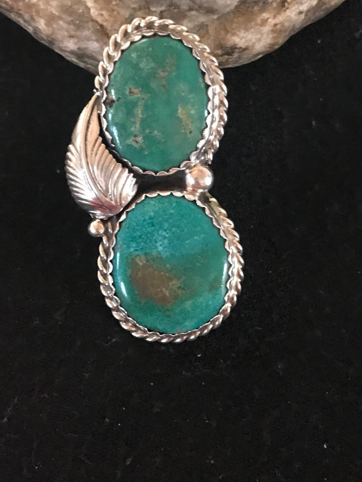 Apache Turquoise Navajo Sterling Silver Native American Ring Size 7 02891