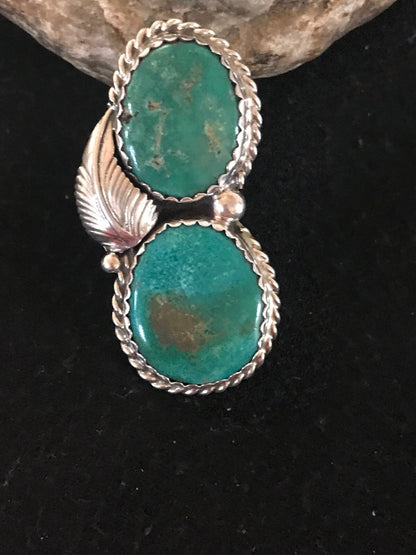 Apache Turquoise Navajo Sterling Silver Native American Ring Size 7 02891