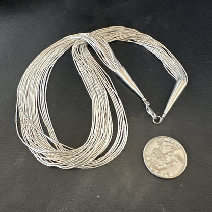 Silver Heishi Liquid All Sterling 30S Necklace 17" 17928
