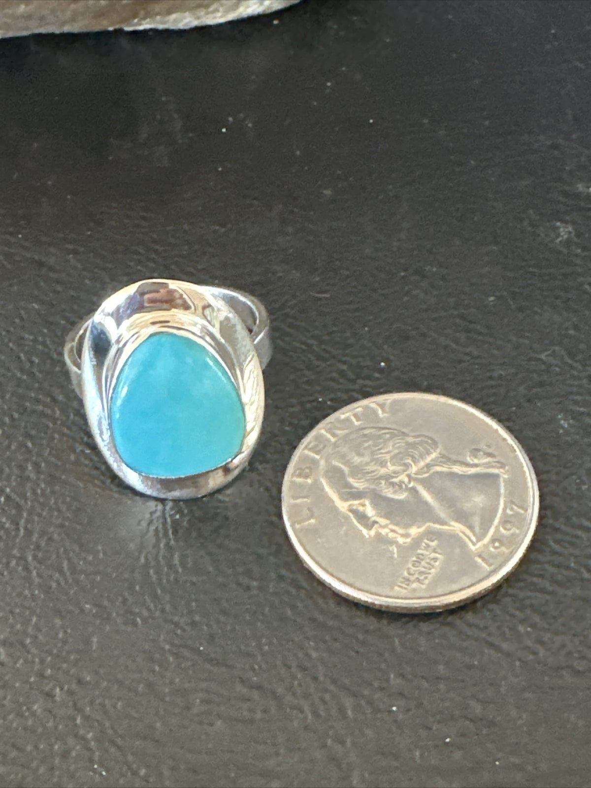 WoMens Sterling Silver Blue Kingman Turquoise Ring Size 7.5 17684