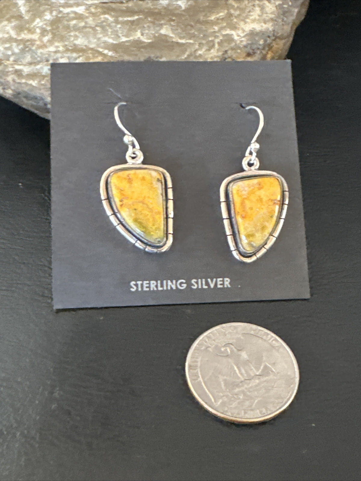 Womens Bumblebee Jasper Navajo Sterling Silver Earrings 15832
