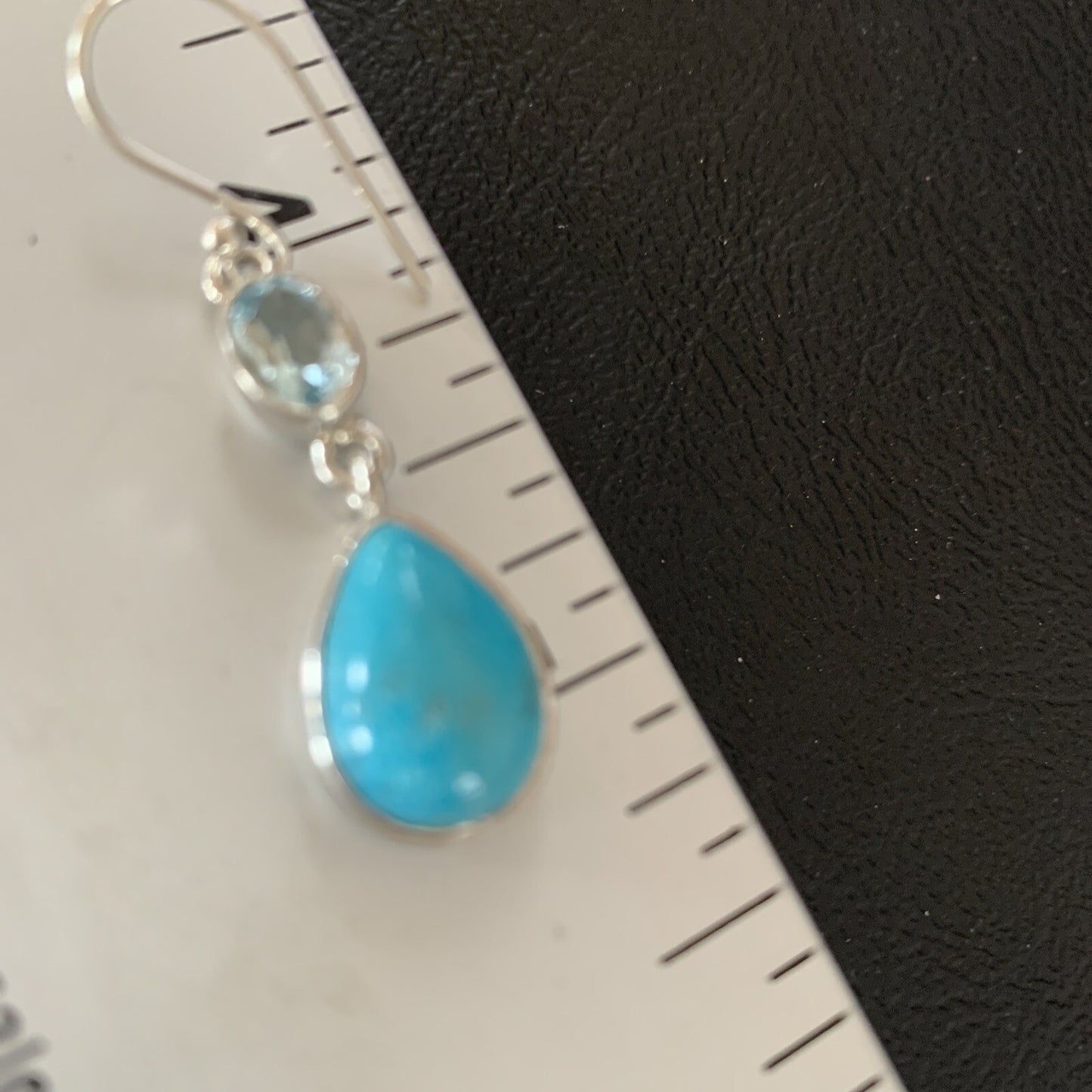 Womens Blue Kingman Turquoise Navajo Sterling Silver Earrings 12032